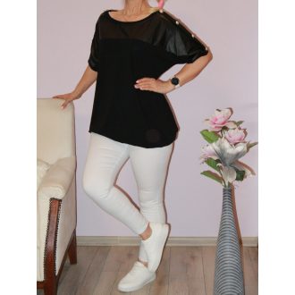   Gombdíszes,latex betétes ,gumis aljú felső! fekete XL-3XL