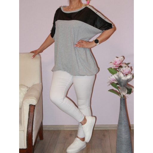 Gombdíszes,latex betétes ,gumis aljú felső! szürke XL-3XL