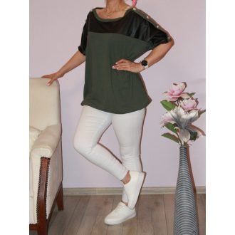 Gombdíszes,latex betétes ,gumis aljú felső! khaki XL-3XL