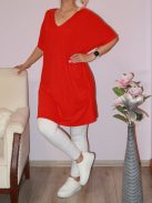 Dupla V kivágású,nyaknál kötős tunika ! piros XL-XXL