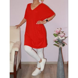 Dupla V kivágású,nyaknál kötős tunika ! piros XL-XXL