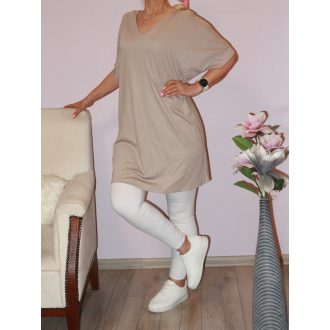 Dupla V kivágású,nyaknál kötős tunika ! bézs XL-XXL