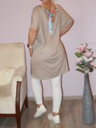 Dupla V kivágású,nyaknál kötős tunika ! bézs XL-XXL