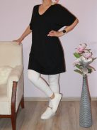 Dupla V kivágású,nyaknál kötős tunika ! fekete XL-XXL