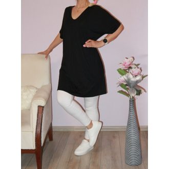 Dupla V kivágású,nyaknál kötős tunika ! fekete XL-XXL