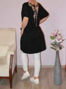 Dupla V kivágású,nyaknál kötős tunika ! fekete XL-XXL