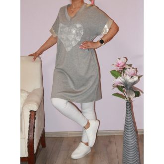 Horgolt arany szívecskés  tunika! szürke L-XXL