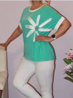 Virágos,strasszköves felső ! menta L-XXL