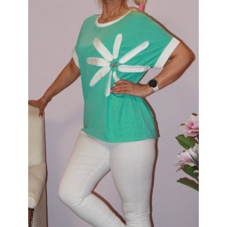 Virágos,strasszköves felső ! menta L-XXL