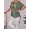 Arany virágos,horgolt ujjú felső ! khaki L-XL