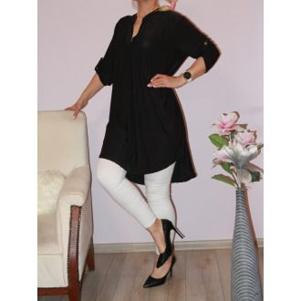 Egyszínű hátulja hosszabb ingtunika! fekete XL-3XL