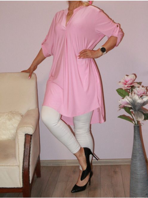 Egyszínű hátulja hosszabb ingtunika! rózsaszín XL-3XL