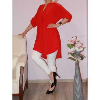 Egyszínű hátulja hosszabb ingtunika! piros XL-3XL