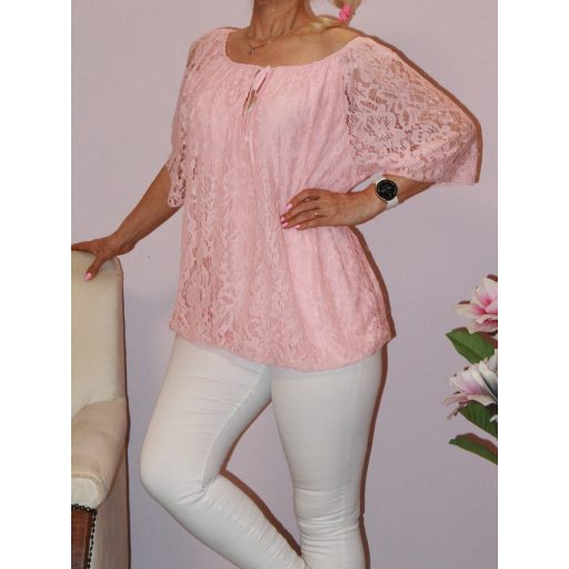 Csipkés gumis aljú felső ! rózsaszín L-XXL