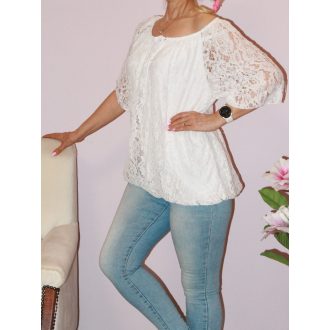 Csipkés gumis aljú felső ! fehér L-XXL