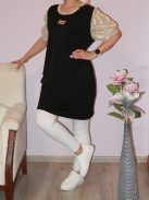 Horgolt arany ujjú,zsebes tunika! fekete L-XXL