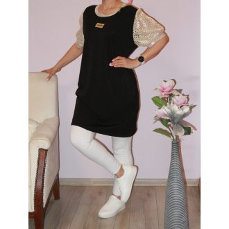 Horgolt arany ujjú,zsebes tunika! fekete L-XXL