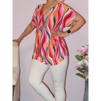 Hullám mintás,cipzáras felső ! pink-korall L-XXL