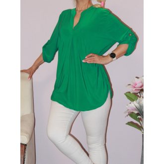 Egyszínű,roll-up ujjú ingfazonú felső ! zöld  L-XXL