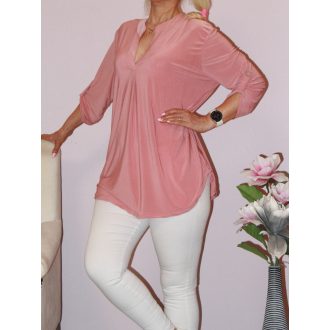 Egyszínű,roll-up ujjú ingfazonú felső ! nude  L-XXL