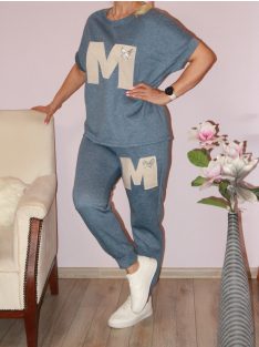 M betűs,strasszos lepkés,zsebes szett ! farmerkék  L-XL
