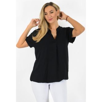 Egyszínű, ingfazonú ,gumis aljú felső! fekete L-XXL