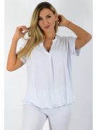 Egyszínű, ingfazonú ,gumis aljú felső! fehér L-XXL
