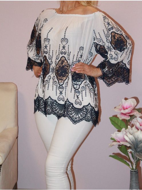 Horgolt betétes,vállra húzható felső!  L-XXL