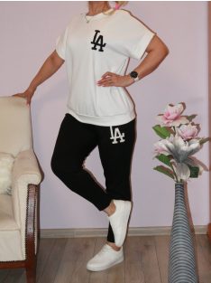Betű mintás,gumis derekú ,zsebes szett ! fekete  M-XL