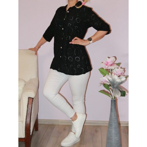 Madeirás gombos ing! fekete L-XL