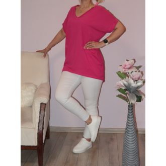 V nyakú,hátulja hosszabb,pamut tunika! pink  XL-XXL