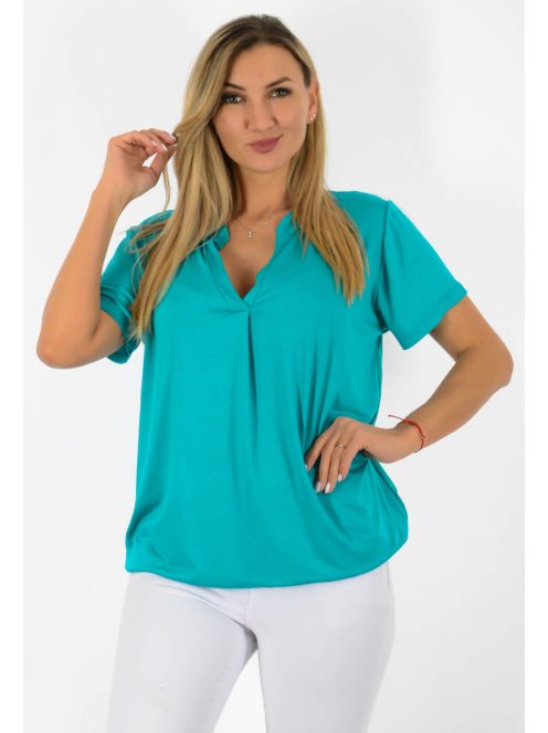 Egyszínű, ingfazonú ,gumis aljú felső! türkizzöld L-XXL