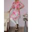Virágos,derékban kötős,roll-up ujjú,gombos ingtunika! pink  M-XL