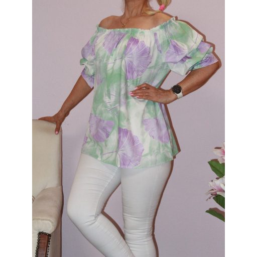Virágos,vállra húzható,húzott ujjú felső!  M-XL