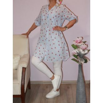 Csíkos ,cseresznyés,gombos,zsebes ingtunika!  L-XL