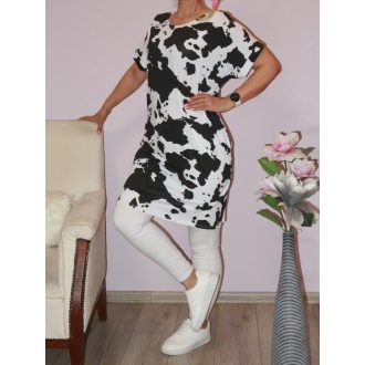 Folt mintás,zsebes tunika! fekete L-XXL