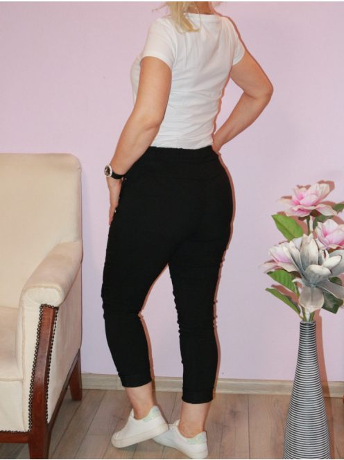Gombdíszes,zsebes ,gumisderekú nadrág ! fekete L-XXL