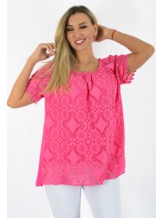 Csipkés,vállra húzható felső! pink XL-XXL