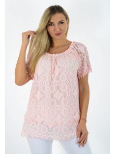 Csipkés,vállra húzható felső! rózsaszín XL-XXL