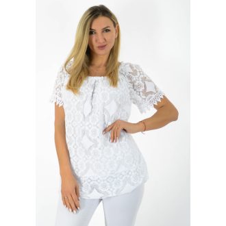Csipkés,vállra húzható felső! fehér XL-XXL