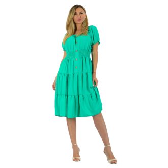   Fodros aljú,gumis derekú,vállra húzható ruha ! zöld L-XL