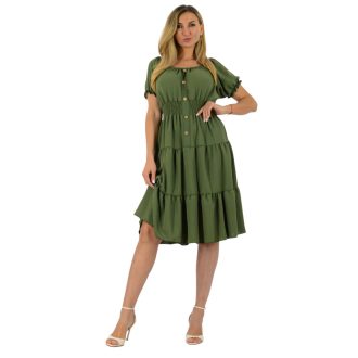   Fodros aljú,gumis derekú,vállra húzható ruha ! khaki L-XL