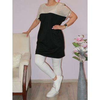 Horgolt arany betétes,zsebes tunika! fekete L-XXL