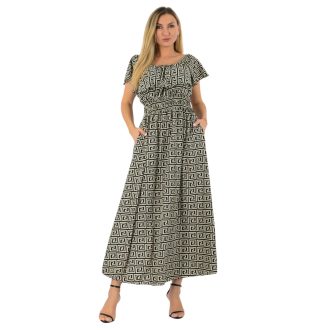 Görög mintás,fodros,vállra húzható maxi ruha !  L-XXL