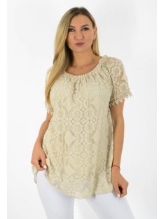 Csipkés,vállra húzható felső! bézs XL-XXL