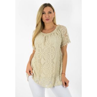 Csipkés,vállra húzható felső! bézs XL-XXL
