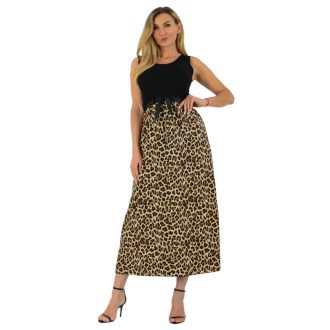 Leopárd mintás,gumis derekú maxi ruha ! S- L