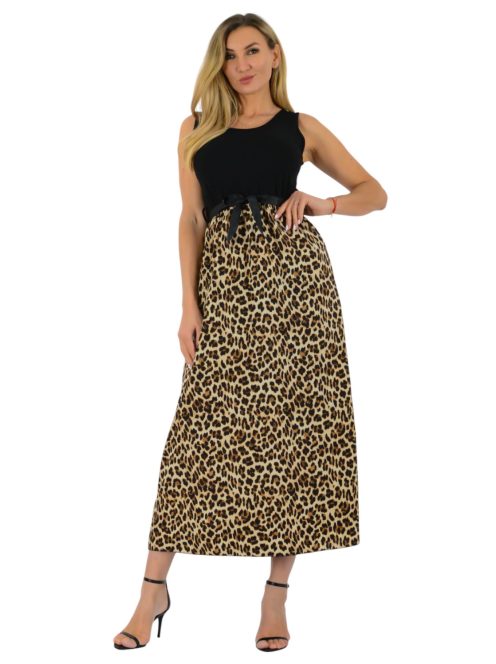 Leopárd mintás,gumis derekú maxi ruha ! S- L