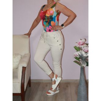 Gombdíszes,zsebes ,gumisderekú nadrág ! vajszín L-XXL