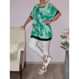 Mintás,húzott nyakú,zsebes tunika! zöld  XXL-3XL